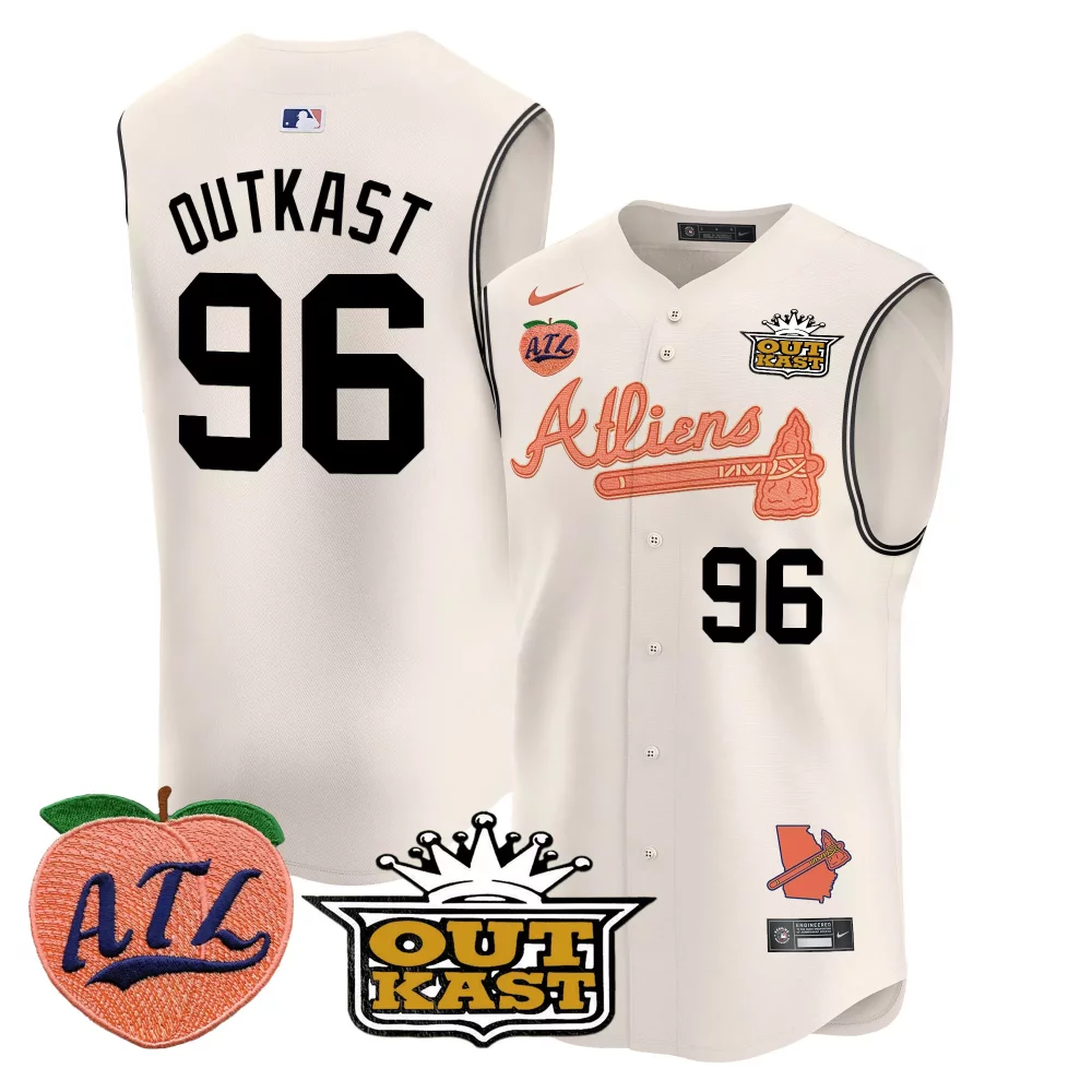 Custom Cream ronald acuna jr atlanta braves atliens peach vapor premier sleeveless jersey all stitched