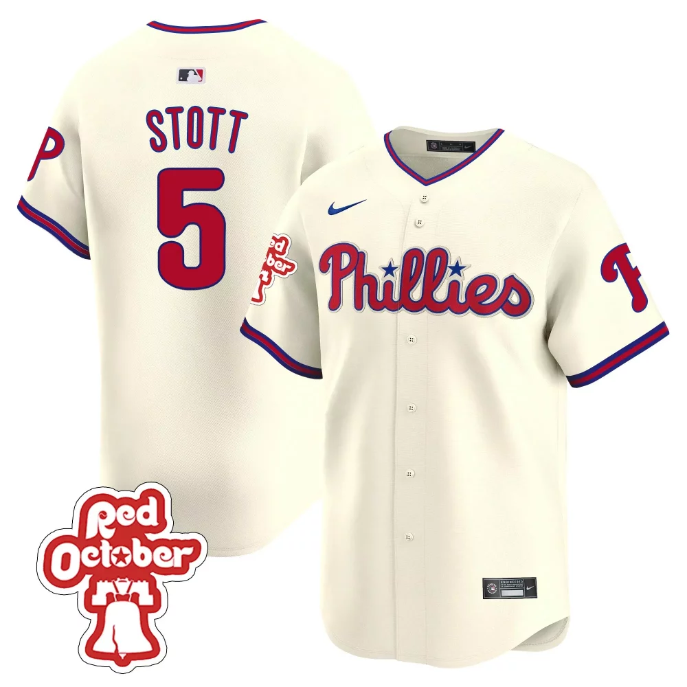 Personalized Cream trea turner phillies red octorber patch vapor premier limited jersey all stitched