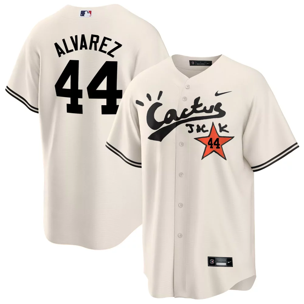 Customizable Cream yordan lvarez houston astros cactus jack cool base jersey v2 stitched