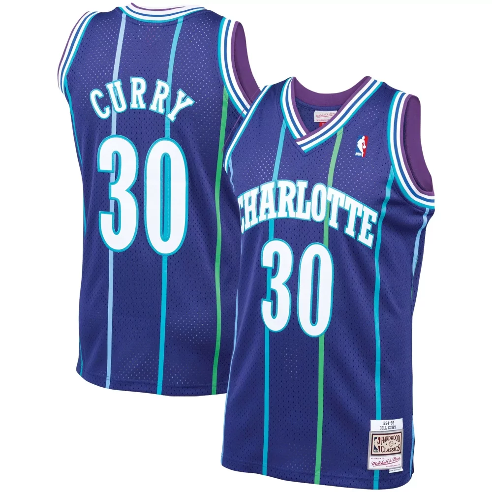 Personalized Dell curry charlotte hornets 199495 hardwood classics purple jersey gift for charlotte hornets fans