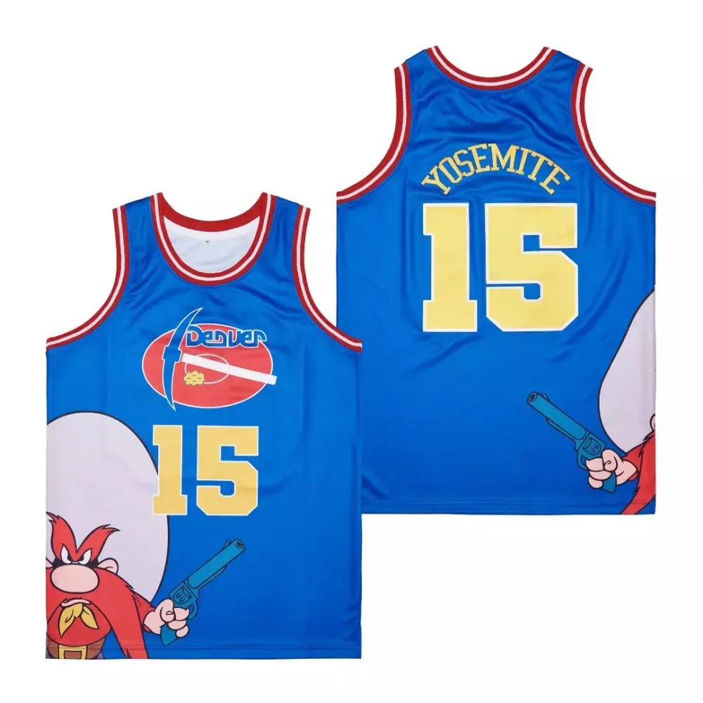 Custom Denver nuggets yosemite sam 15 looney tunes basketball blue jersey gift for nuggets fans
