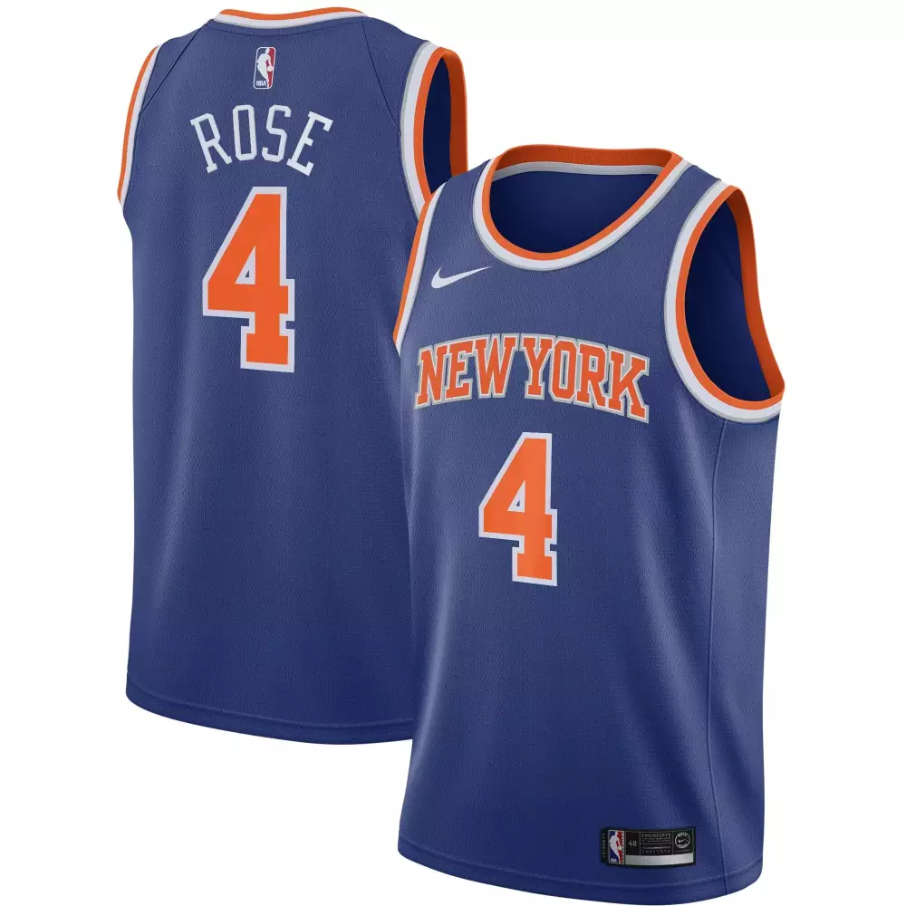 Personalized Derrick rose new york knicks 202122 patch royal icon edition jersey gift for new york knicks fans