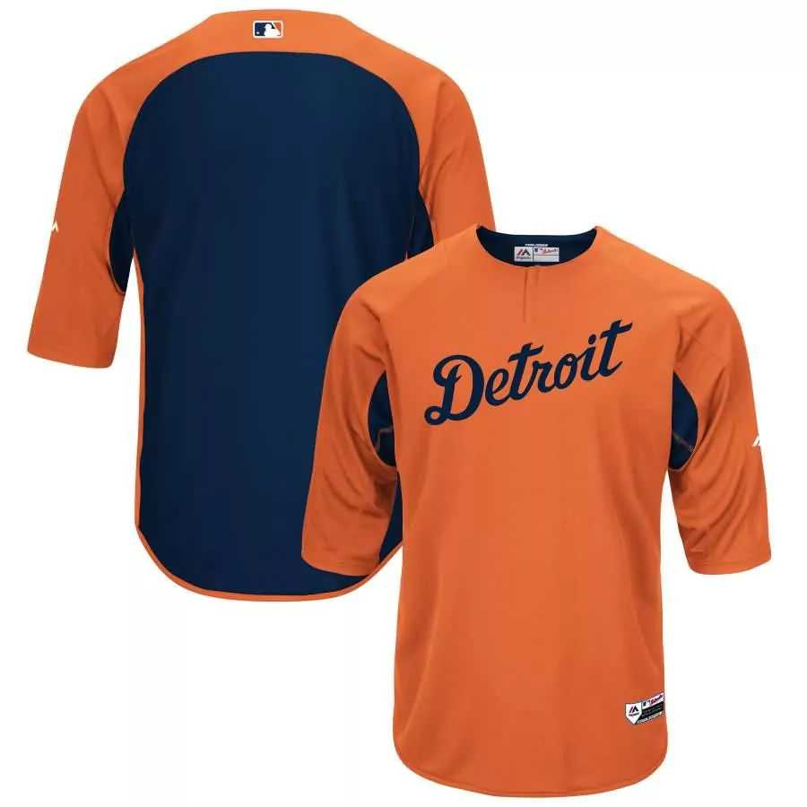 Customizable Detroit tigers majestic collection on field 34 sleeve batting practice jersey orangenavy