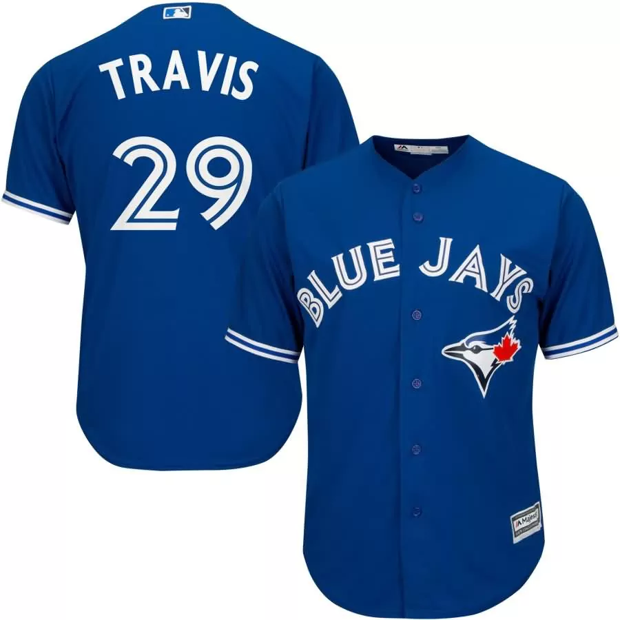 Custom Devon travis toronto blue jays majestic alternate official cool base player jersey royal