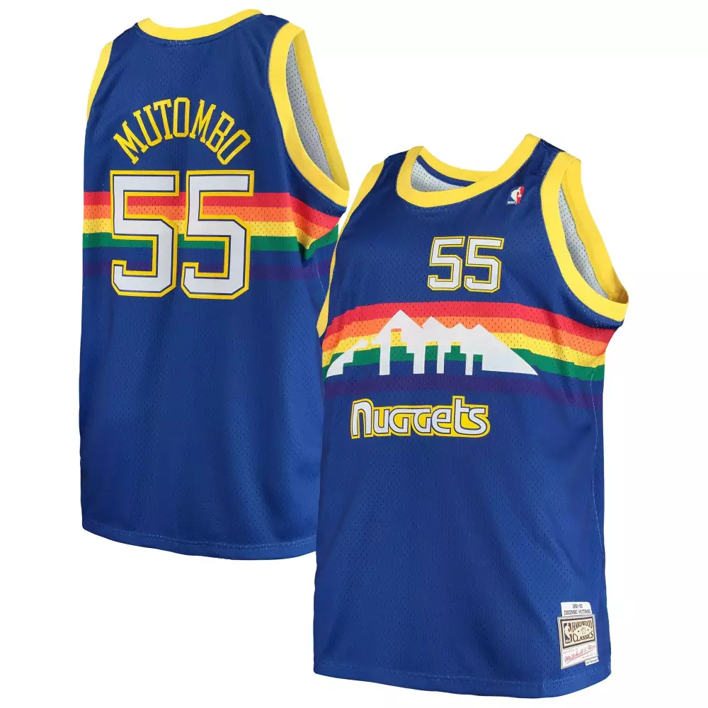 Custom Dikembe mutombo denver nuggets hardwood classics royal jersey gift for denver nuggets fans