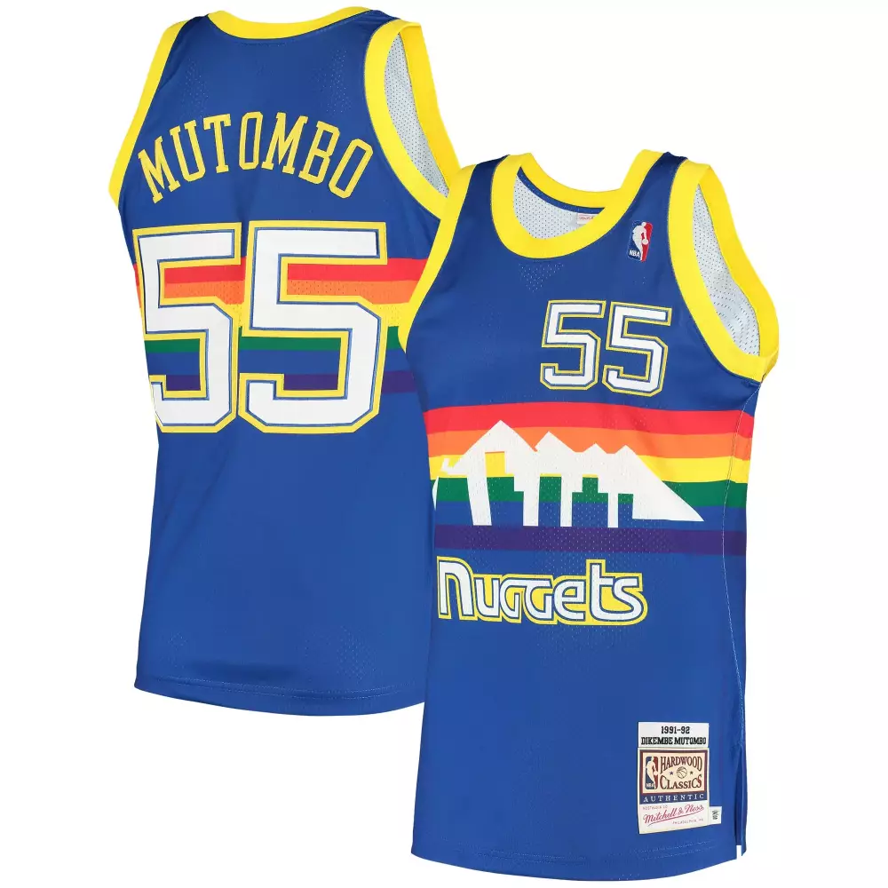 Personalized Dikembe mutombo denver nuggets mitchell amp ness 1991 hardwood classics jersey royal