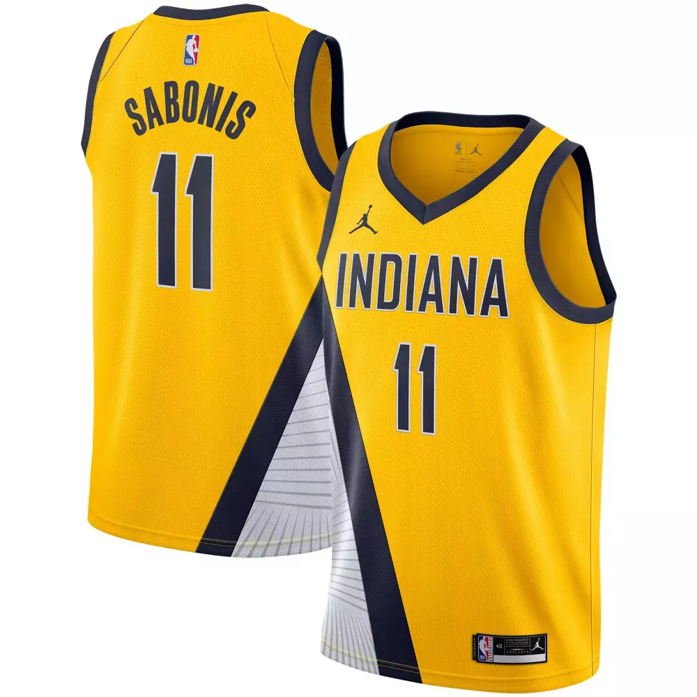 Personalized Domantas sabonis pacers 202021 statement edition gold jersey gift for pacers fans