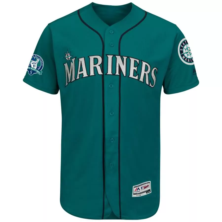 Custom Edgar martinez seattle mariners majestic number retirement player jersey aqua