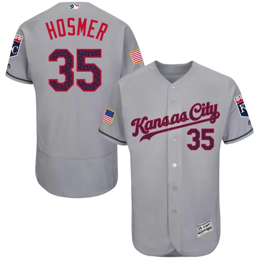 Custom Eric hosmer kansas city royals majestic fashion stars stripes flex base player jersey gray
