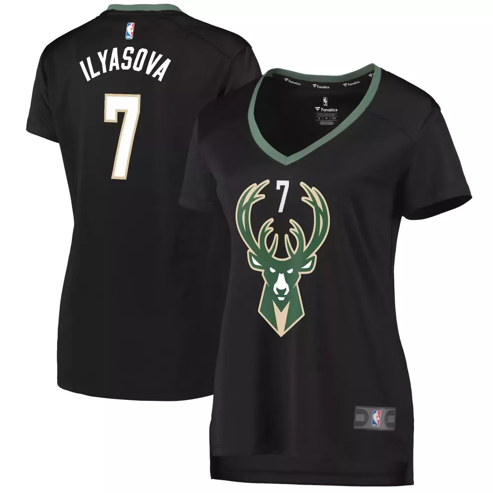 Custom Ersan ilyasova milwaukee bucks fanatics ed womens fast break player jersey statement edition black