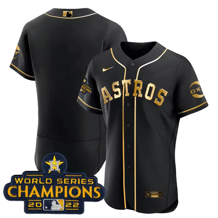 Personalized Flex base houston astros black gold rush blank no name jersey all stitched