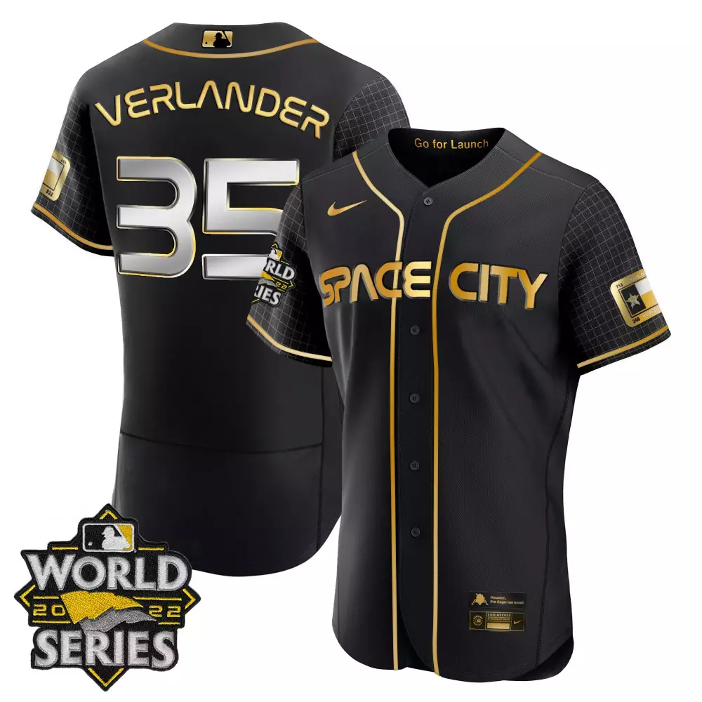 Personalized Flex black yordan lvarez houston astros space city gold 2022 world series jersey all stitched