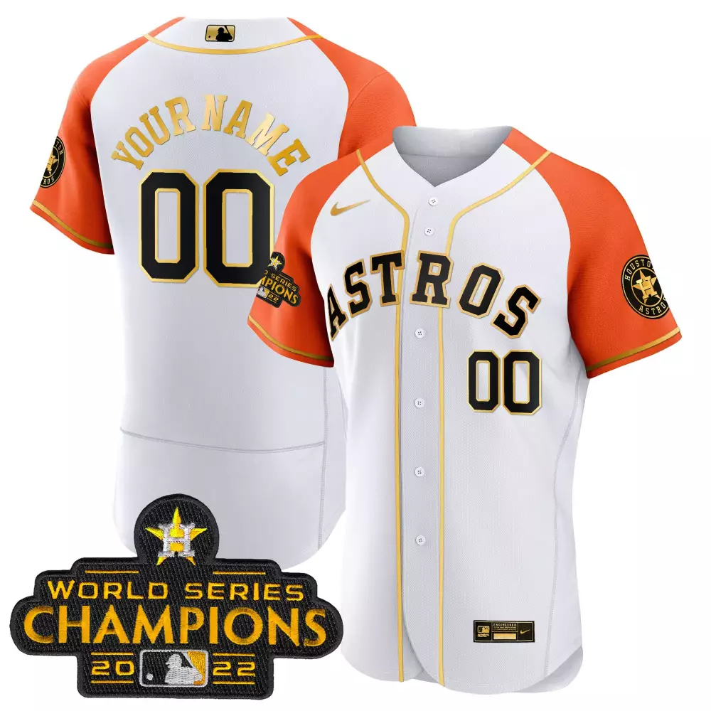 Personalized Flex orange white astros 2023 gold alternate custom jersey all stitched