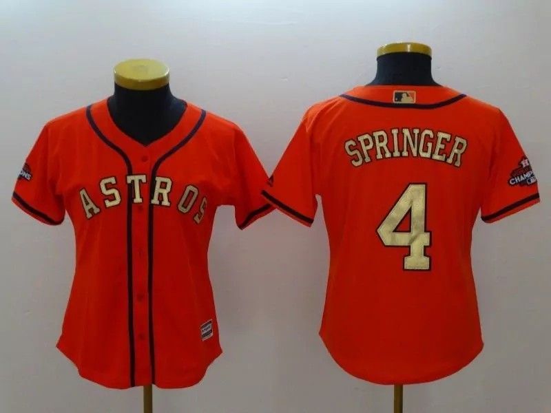 Customizable George springer 4 2017 astros championship gold edition womens red jersey