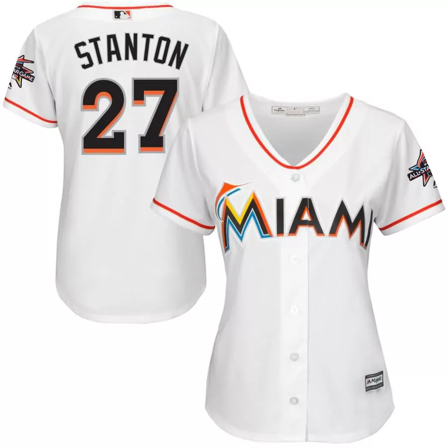Personalized Giancarlo stanton miami marlins majestic womens 2017 all star game home cool base jersey with patch white