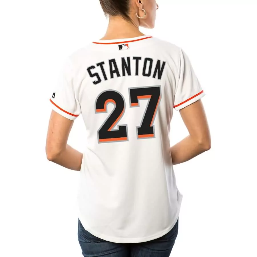 Custom Giancarlo stanton miami marlins majestic womens cool base player jersey white