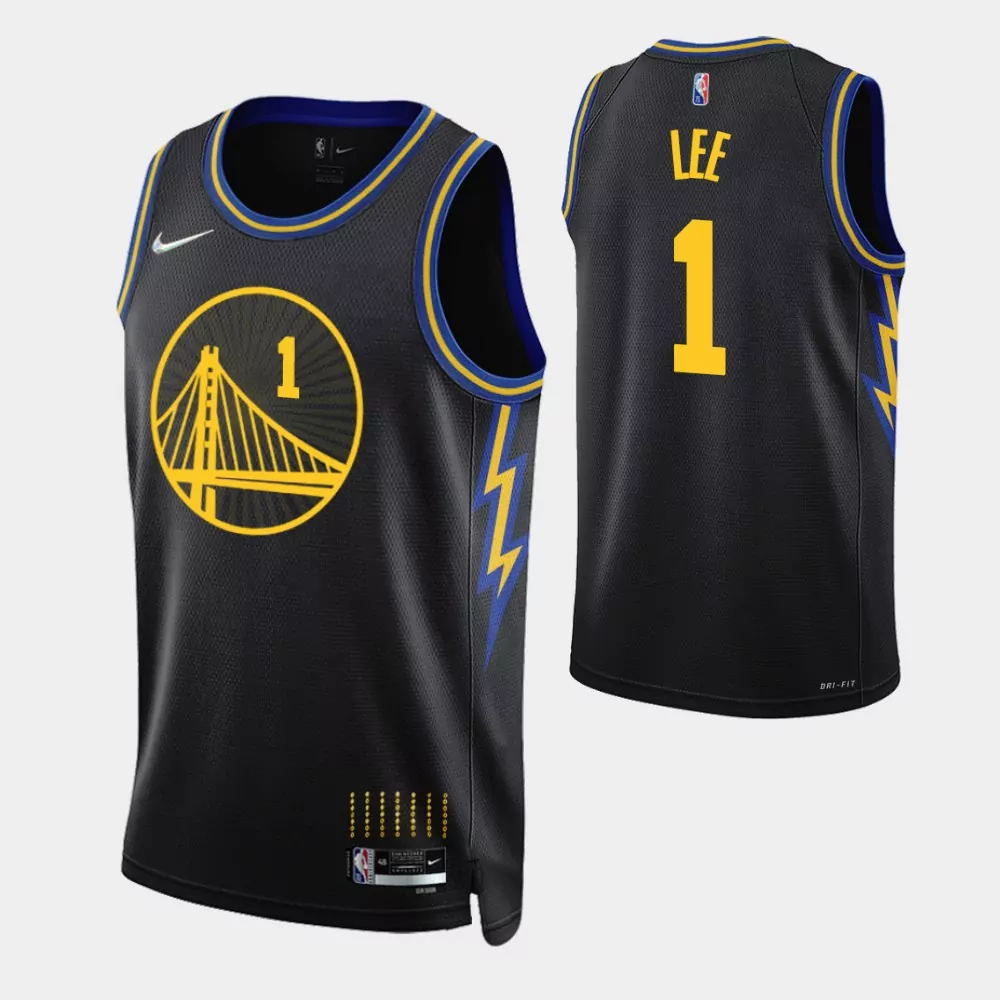 Customizable Golden state warriors damion lee 1 nba 2021 22 city edition black jersey gift for warriors fans