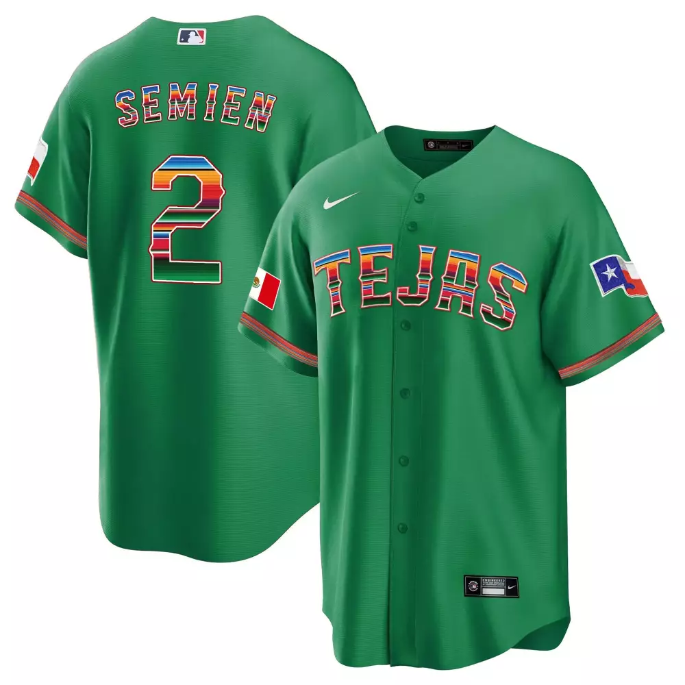 Custom Green adolis garcia texas rangers mexican heritage night cool base jersey tejas all stitched