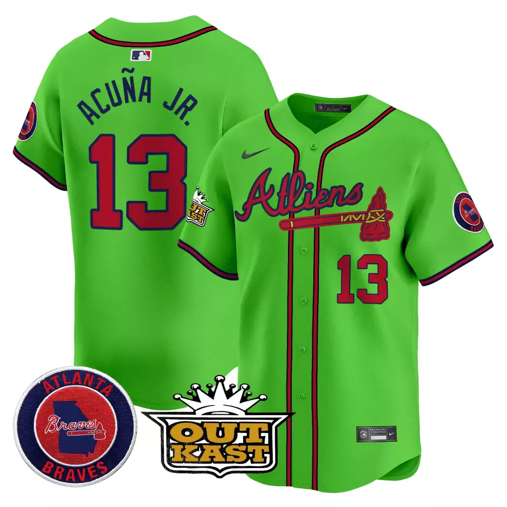 Personalized Green ronald acuna jr atlanta braves atliens vapor premier limited jersey v4 all stitched