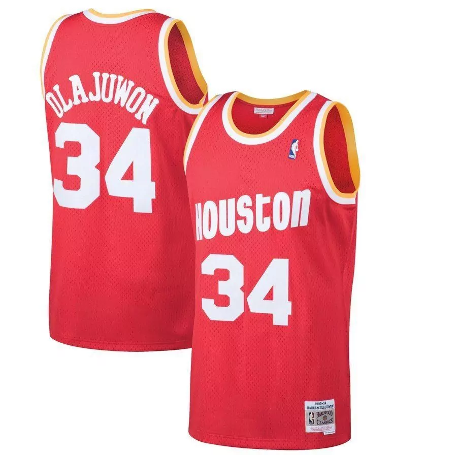 Custom Hakeem olajuwon houston rockets mitchell ness 1993 94 hardwood classics swingman jersey red 2019