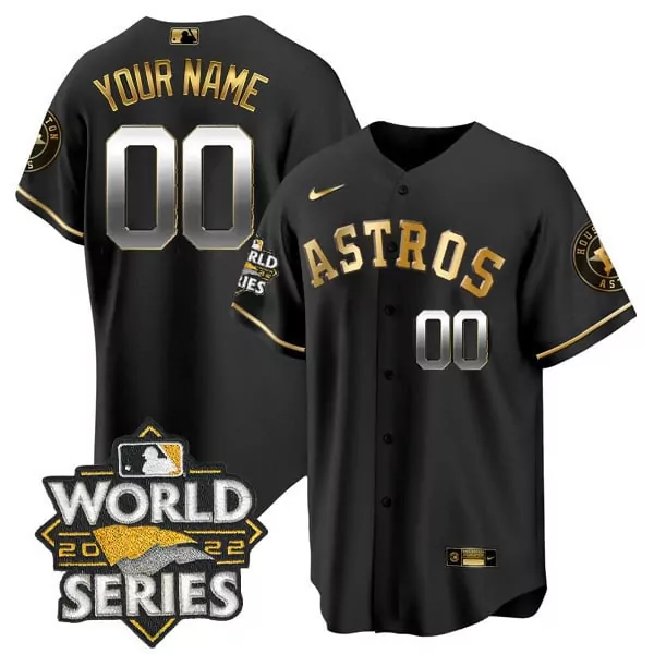 Customizable Houston astros 2022 world series black gold custom name and number jersey all stitched