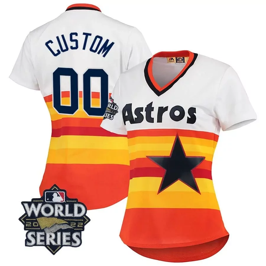 Custom Houston astros white home cooperstown collection custom name and number player jersey all stitched