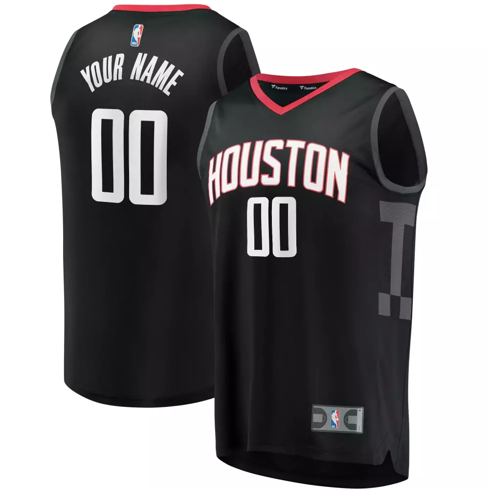 Custom Houston rockets fanatics ed youth fast break custom jersey black statement edition