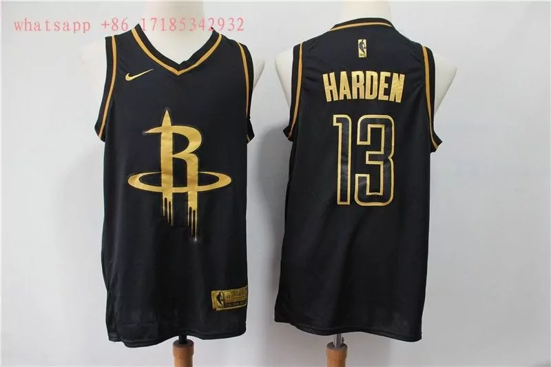 Custom Houston rockets james harden 13 nba new arrival golden edition black jersey