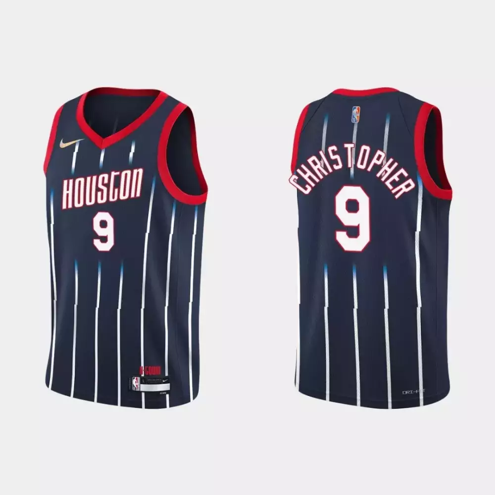Personalized Houston rockets josh christopher 9 nba basketball city edition navy jersey gift for rockets fans
