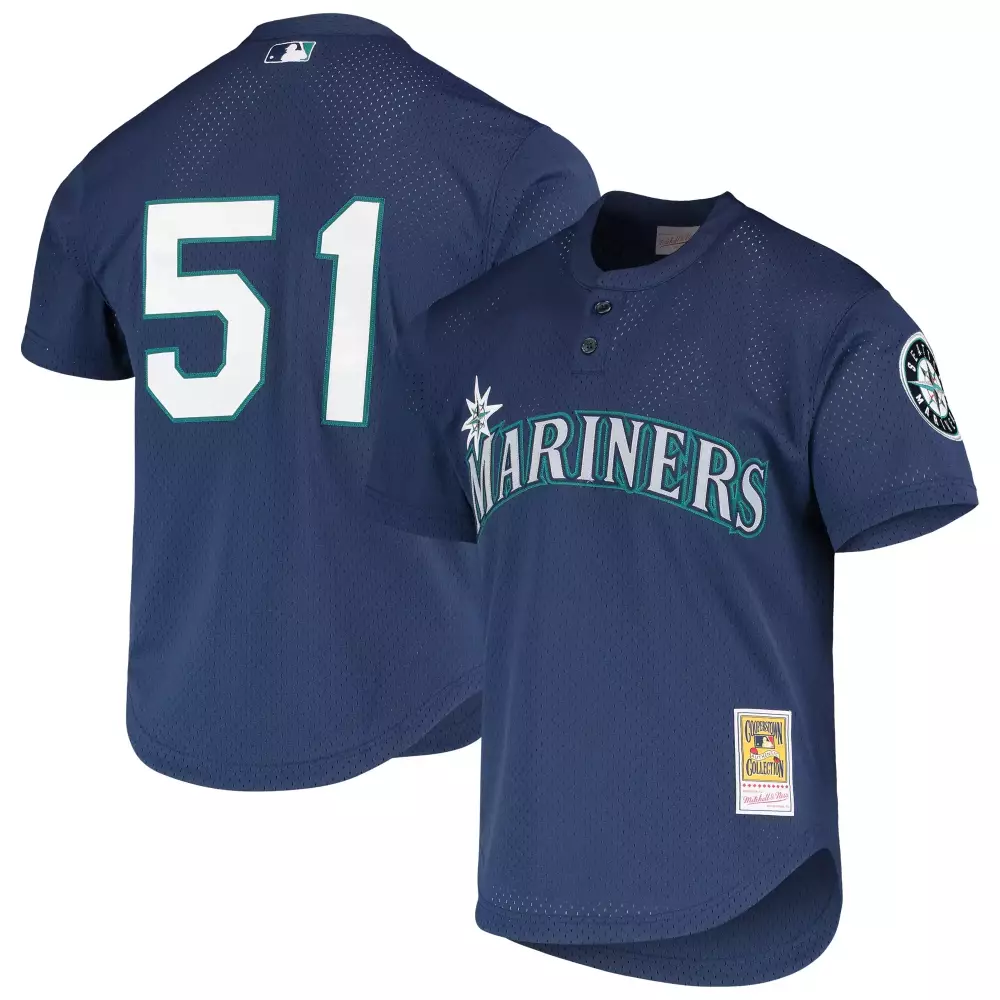Custom Ichiro suzuki seattle mariners mitchell amp ness cooperstown collection mesh batting practice jersey royal