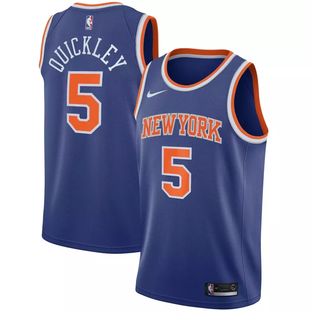 Personalized Immanuel quickley new york knicks blue 202021 icon edition jersey gift for new york knicks fans