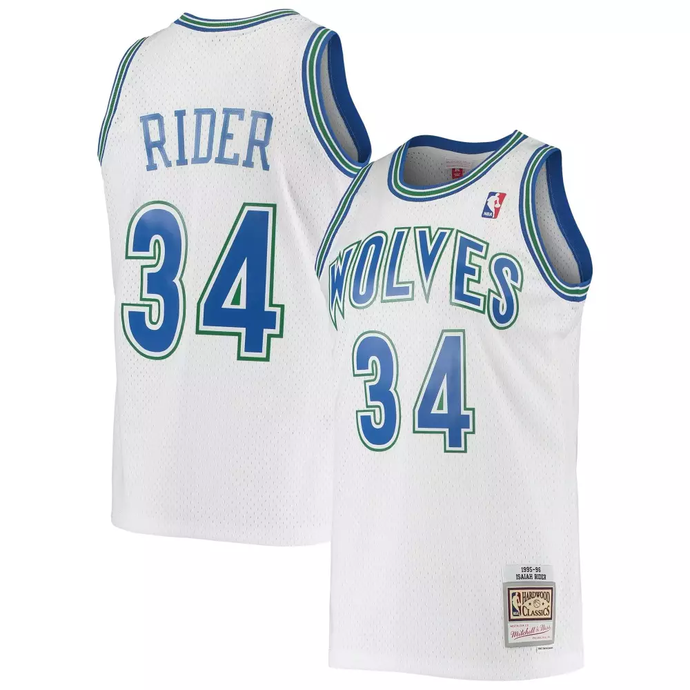 Personalized Isaiah rider minnesota timberwolves 199596 hardwood classics white jersey gift for minnesota timberwolves fans