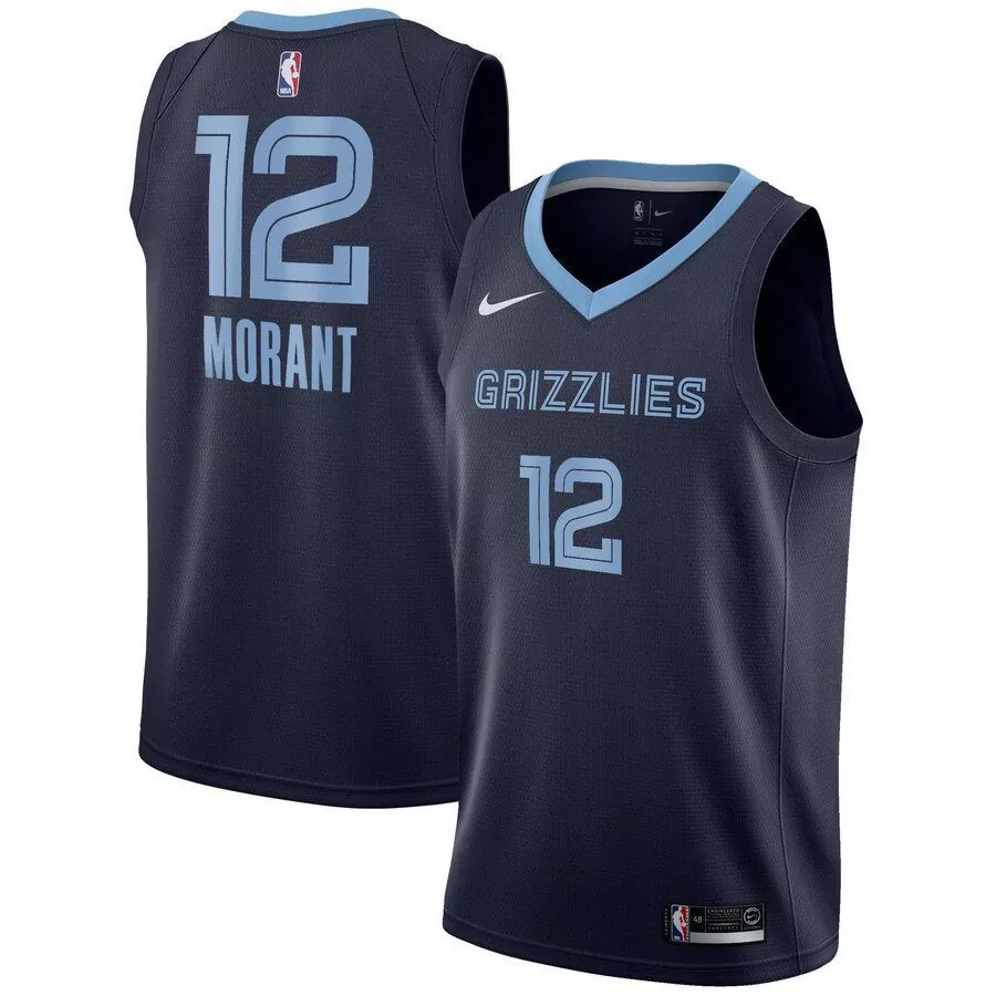 Custom Ja morant memphis grizzlies 2019 nba draft first round pick jersey navy icon edition 2019
