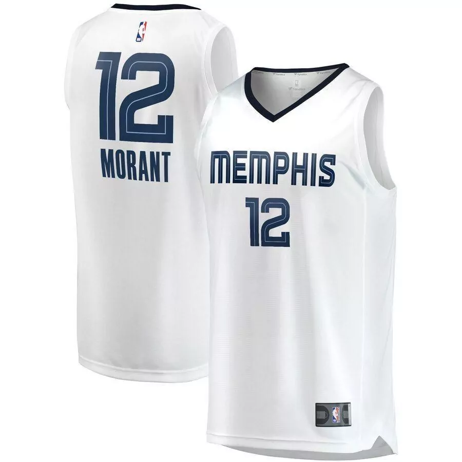 Custom Ja morant memphis grizzlies 201920 fast break jersey white association edition