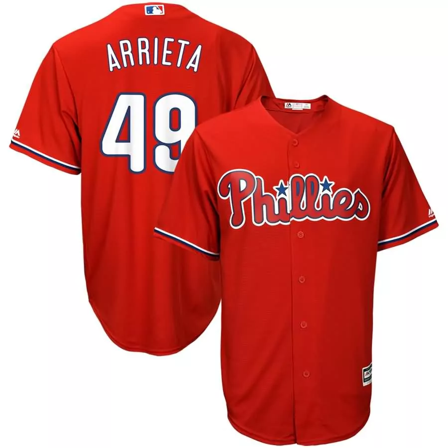 Customizable Jake arrieta philadelphia phillies majestic fashion official cool base player jersey scarlet