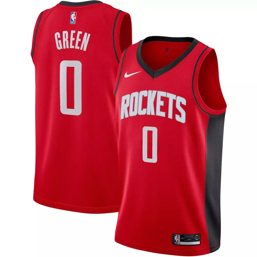 Custom Jalen green houston rockets 2021 nba draft first round pick red icon edition jersey gift for houston rockets fans