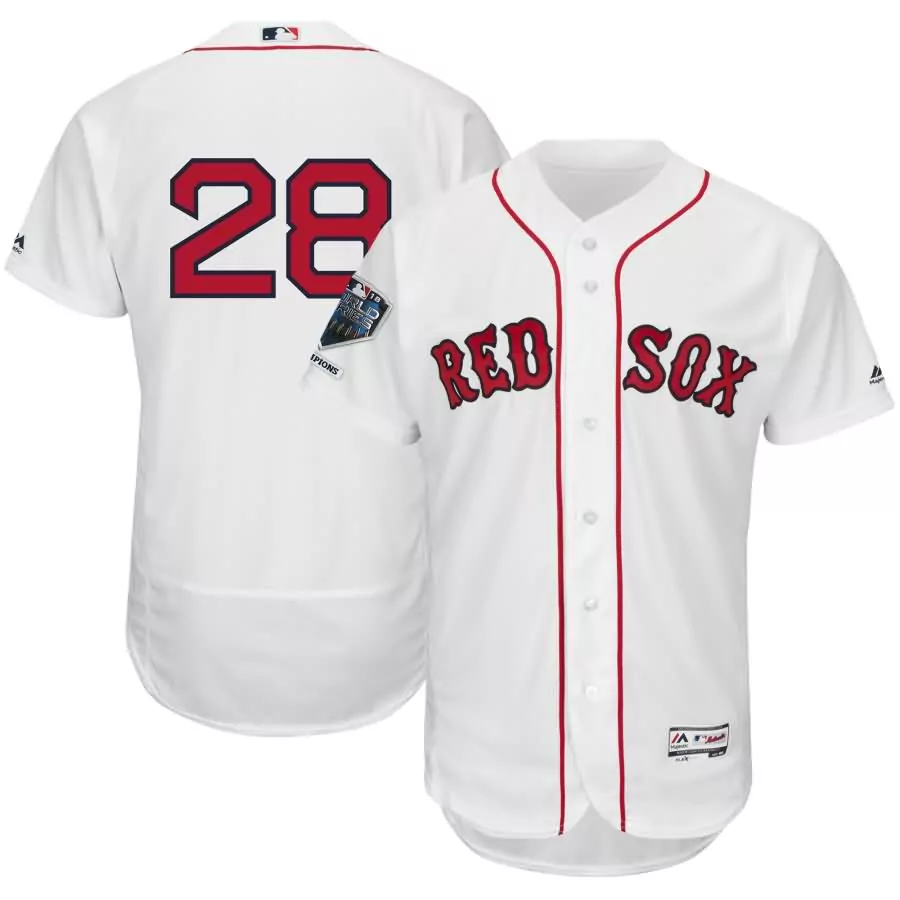 Custom Jd martinez boston red sox majestic 2018 world series champions home flex base player jersey white