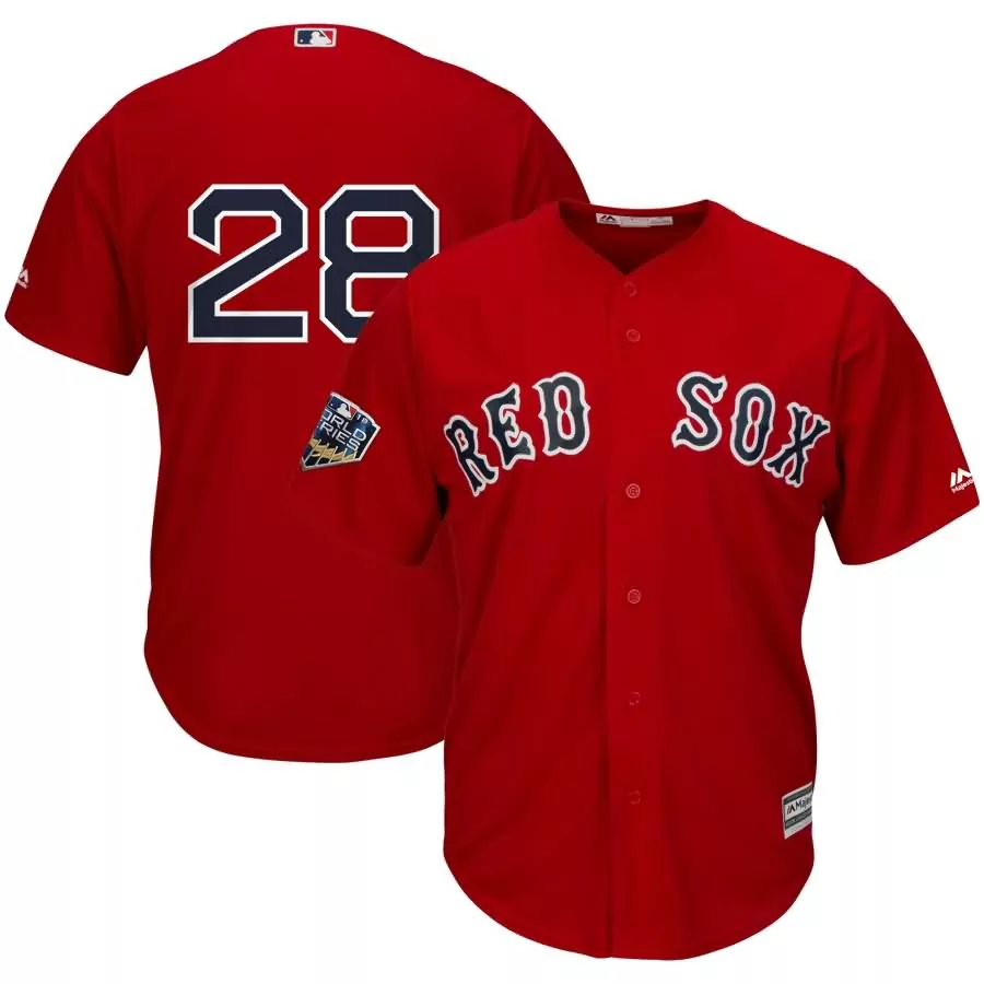 Customizable Jd martinez boston red sox majestic 2018 world series cool base player number jersey scarlet