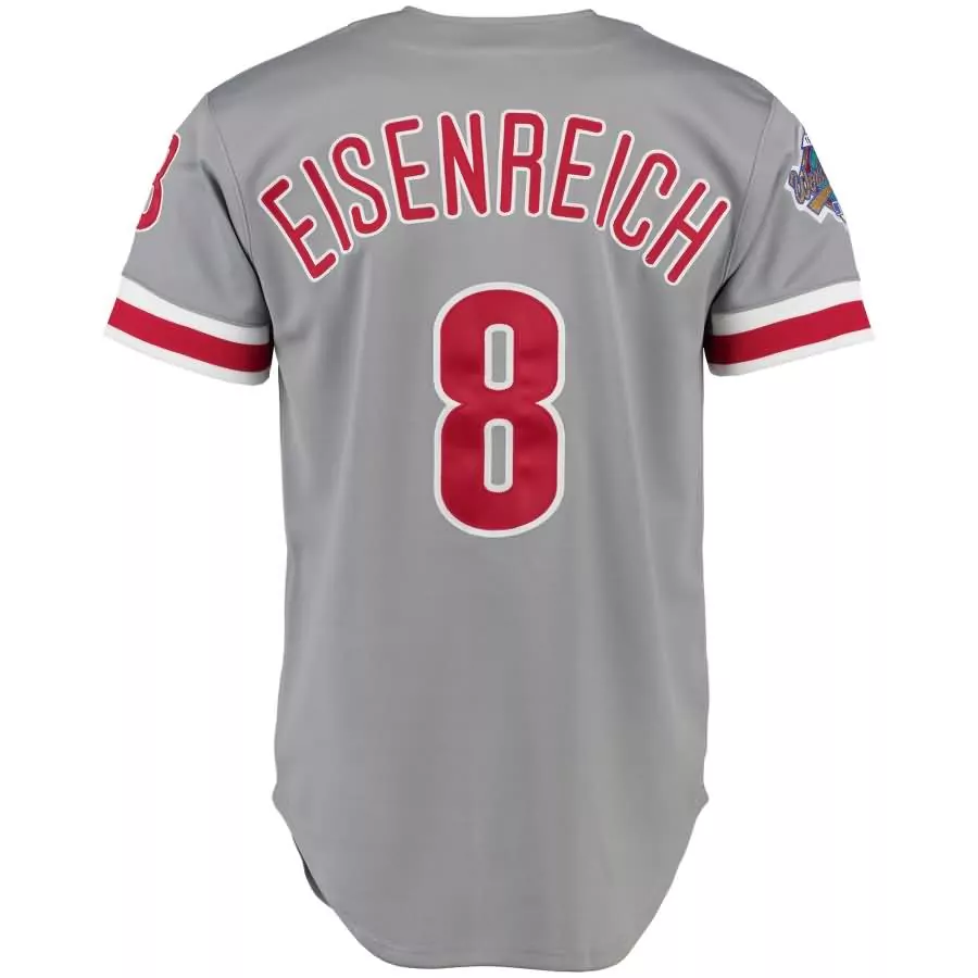 Personalized Jim eisenreich 1993 philadelphia phillies mitchell ness road throwback jersey gray