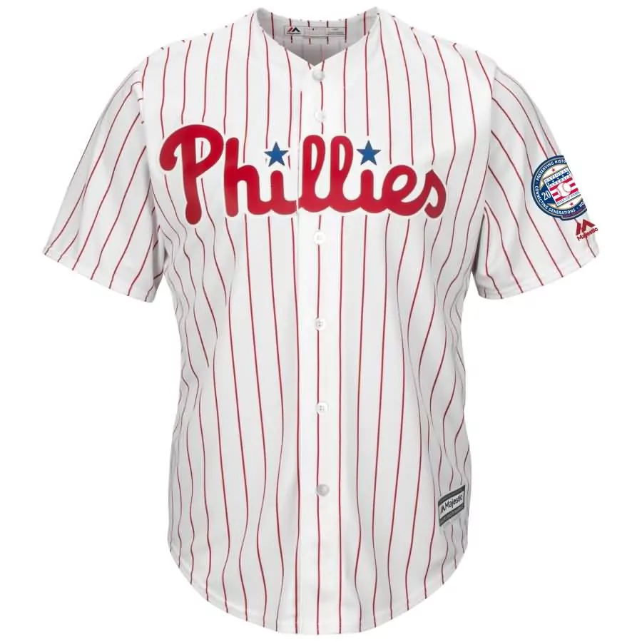 Custom Jim thome philadelphia phillies majestic hall of fame induction patch cool base jersey whitescarlet