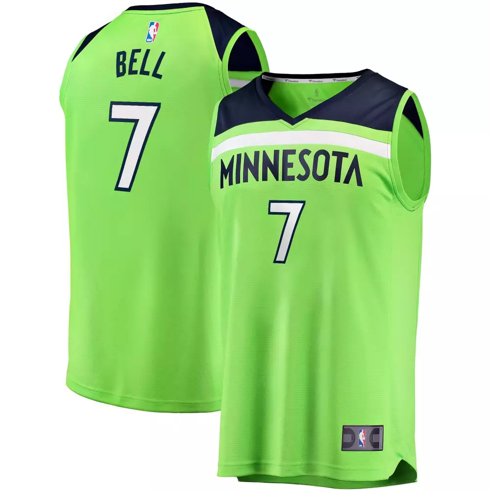Custom Jordan bell minnesota timberwolves player green statement edition jersey gift for minnesota timberwolves fans