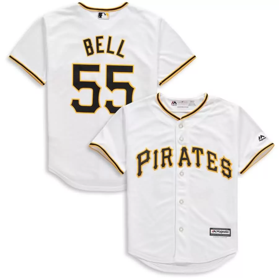 Personalized Josh bell pittsburgh pirates majestic youth home official cool base player jersey white