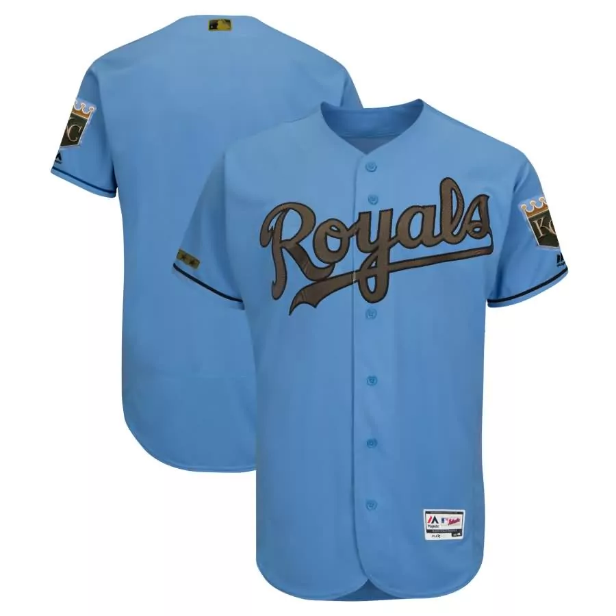 Custom Kansas city royals majestic 2018 memorial day collection flex base team jersey light blue