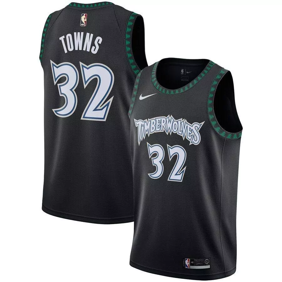 Customizable Karl anthony towns minnesota timberwolves hardwood classics swingman jersey black 2019