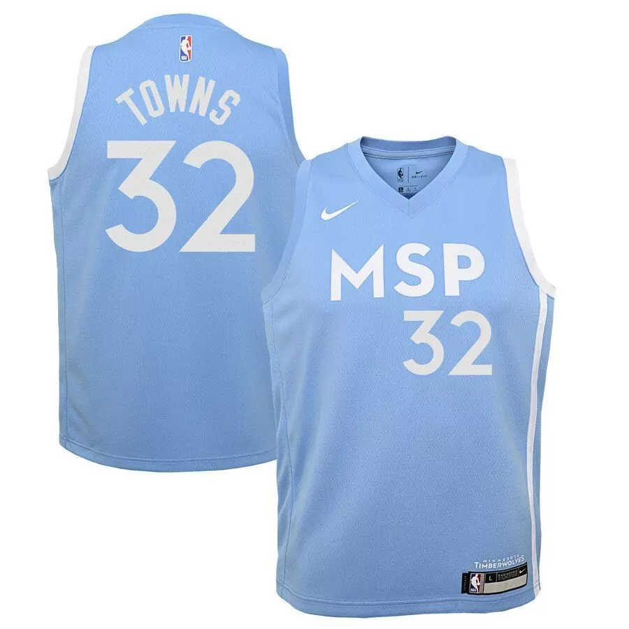 Personalized Karl anthony towns minnesota timberwolves youth jersey blue city edition