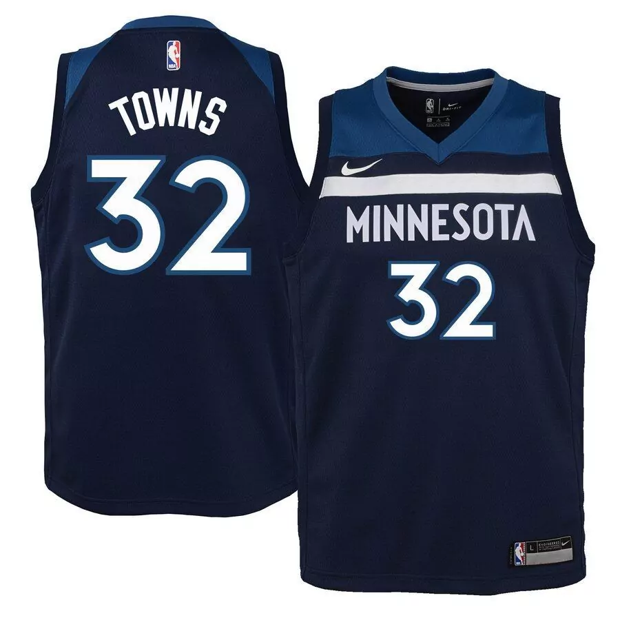 Customizable Karl anthony towns minnesota timberwolves youth jersey navy icon edition 2019