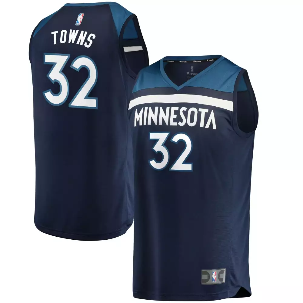 Custom Karlanthony towns minnesota timberwolves navy icon edition jersey gift for minnesota timberwolves fans