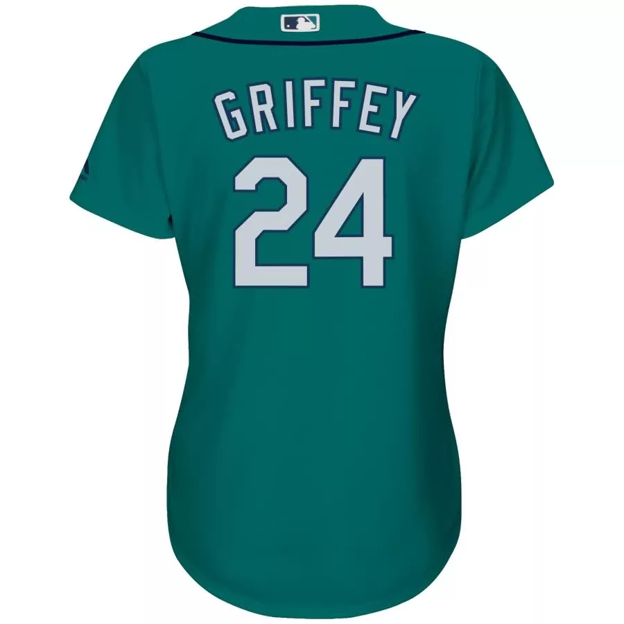 Personalized Ken griffey jr seattle mariners majestic womens cool base player jersey aqua