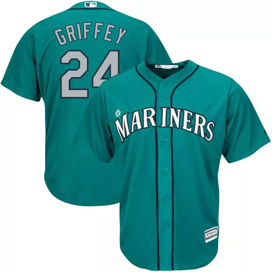 Personalized Ken griffey jr seattle mariners majestic youth alternate official cool base player jersey aqua