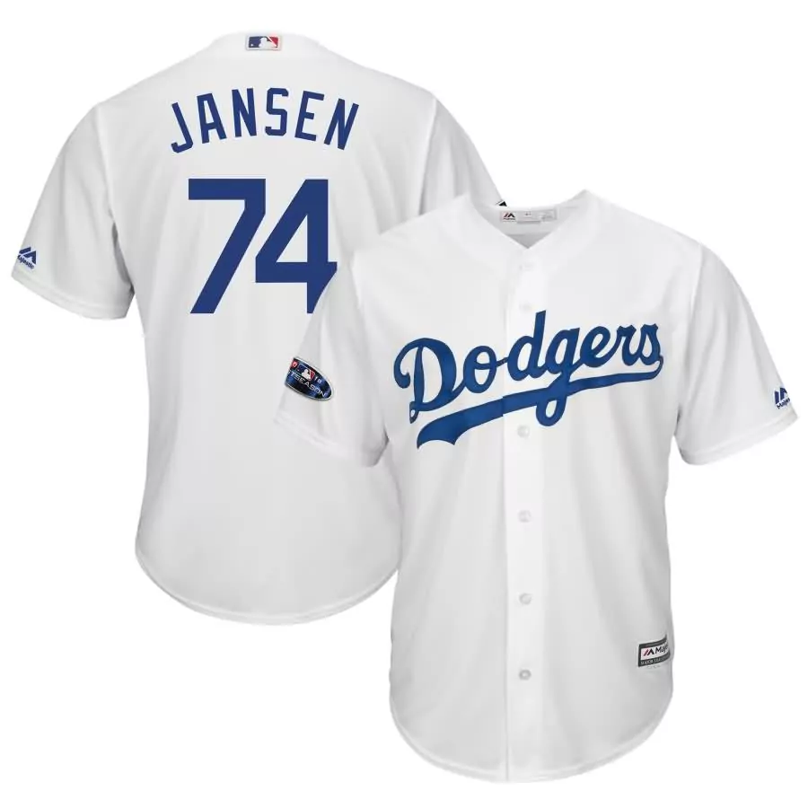 Custom Kenley jansen los angeles dodgers majestic 2018 postseason cool base player jersey white